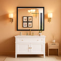 Black 40x32 Inch Metal Framed Bathroom Mirror Wall Mount
