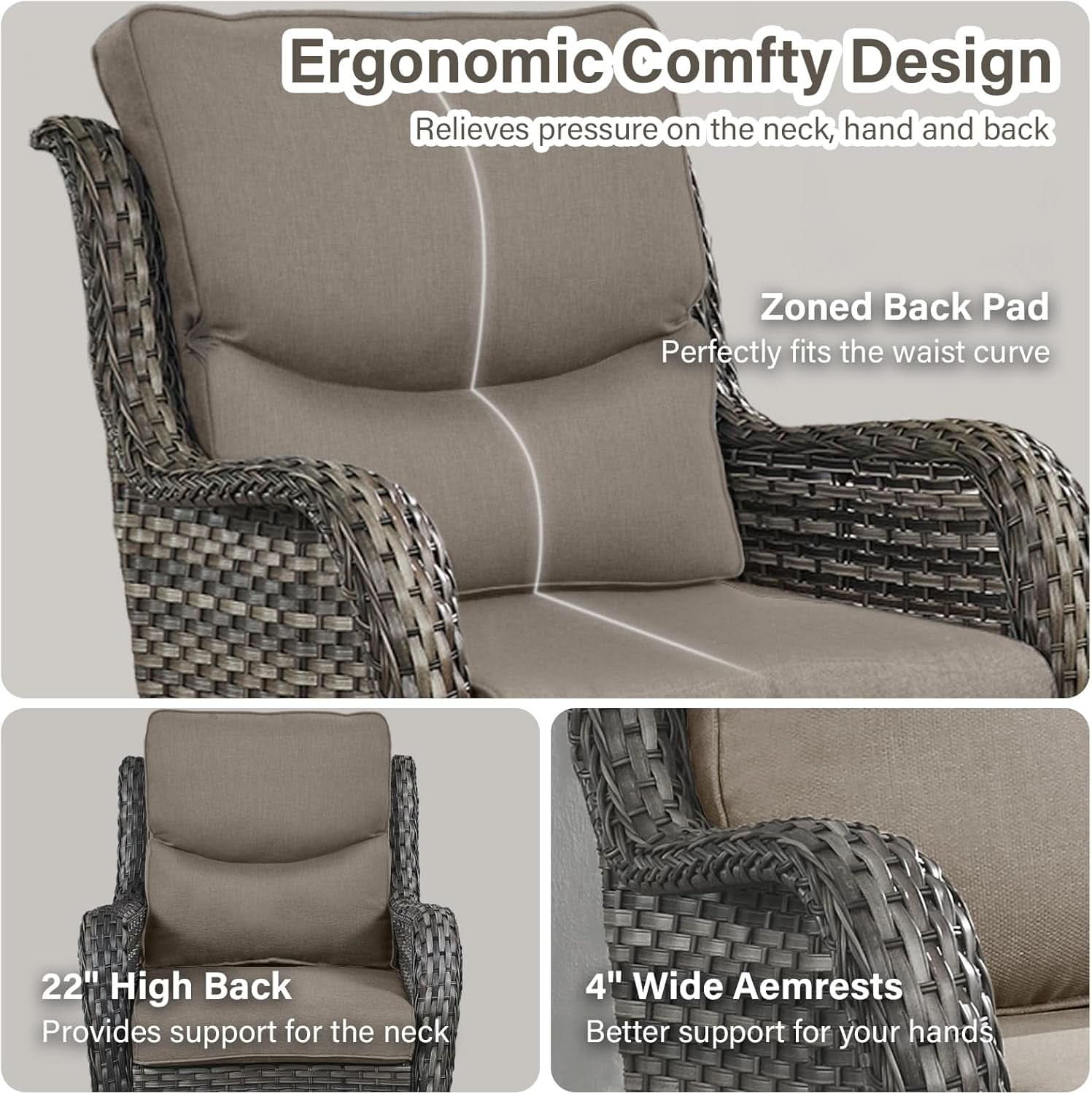 Comfortable Outdoor Swivel Rocker Patio Chairs Set