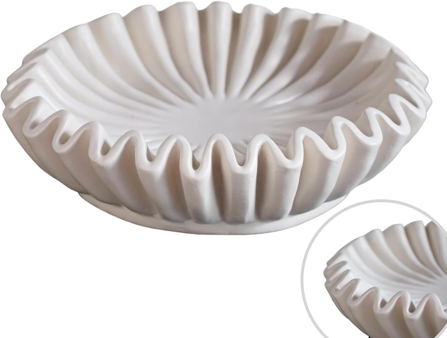 Groove lotus leaf edge decorative bowl - living room style coffee table bookshelf desktop style home retro decoration