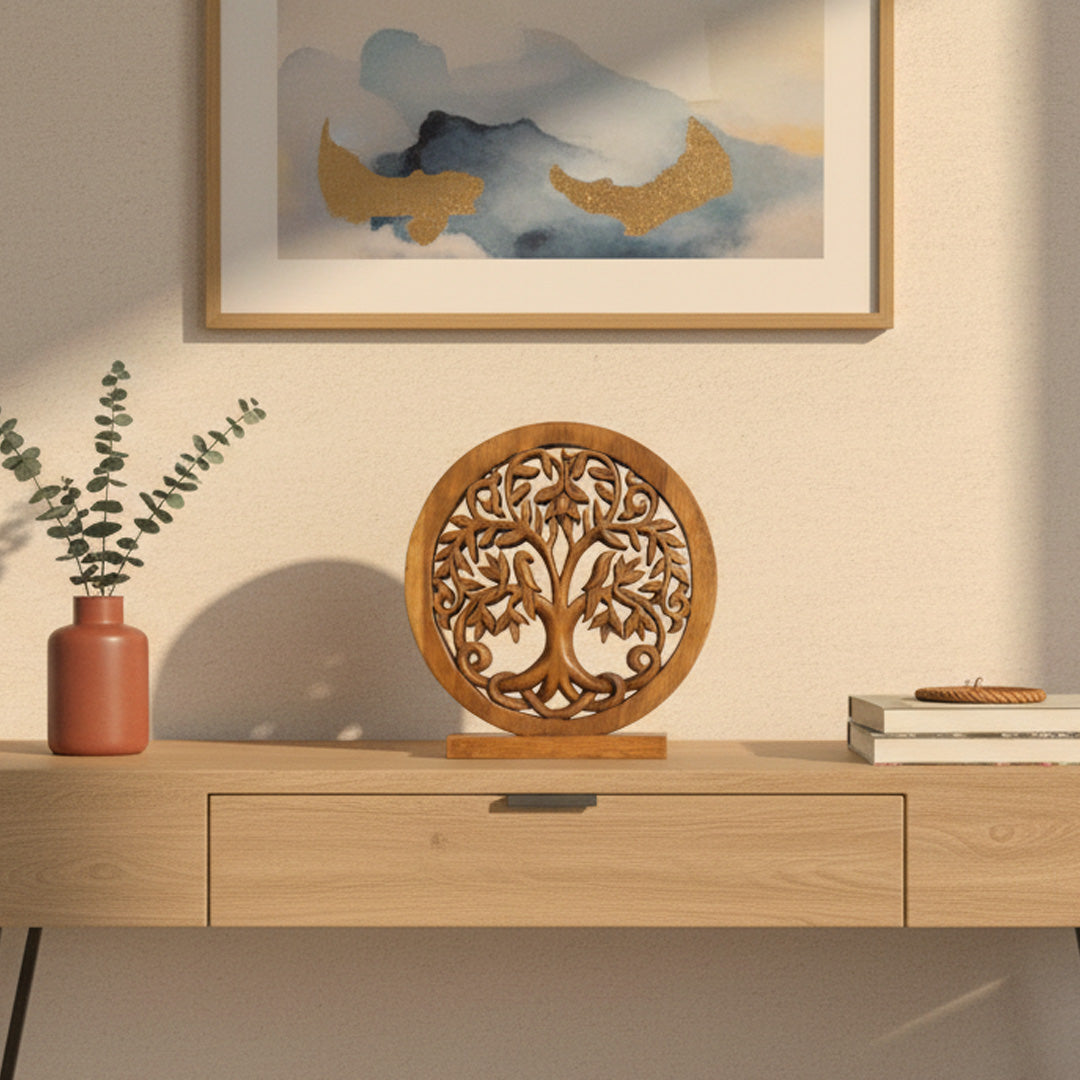Mauk Tree of Life Wooden Sculpture(Medium) – Hand-Carved Decorative Art | Decozen Luxe, Gift for Mom