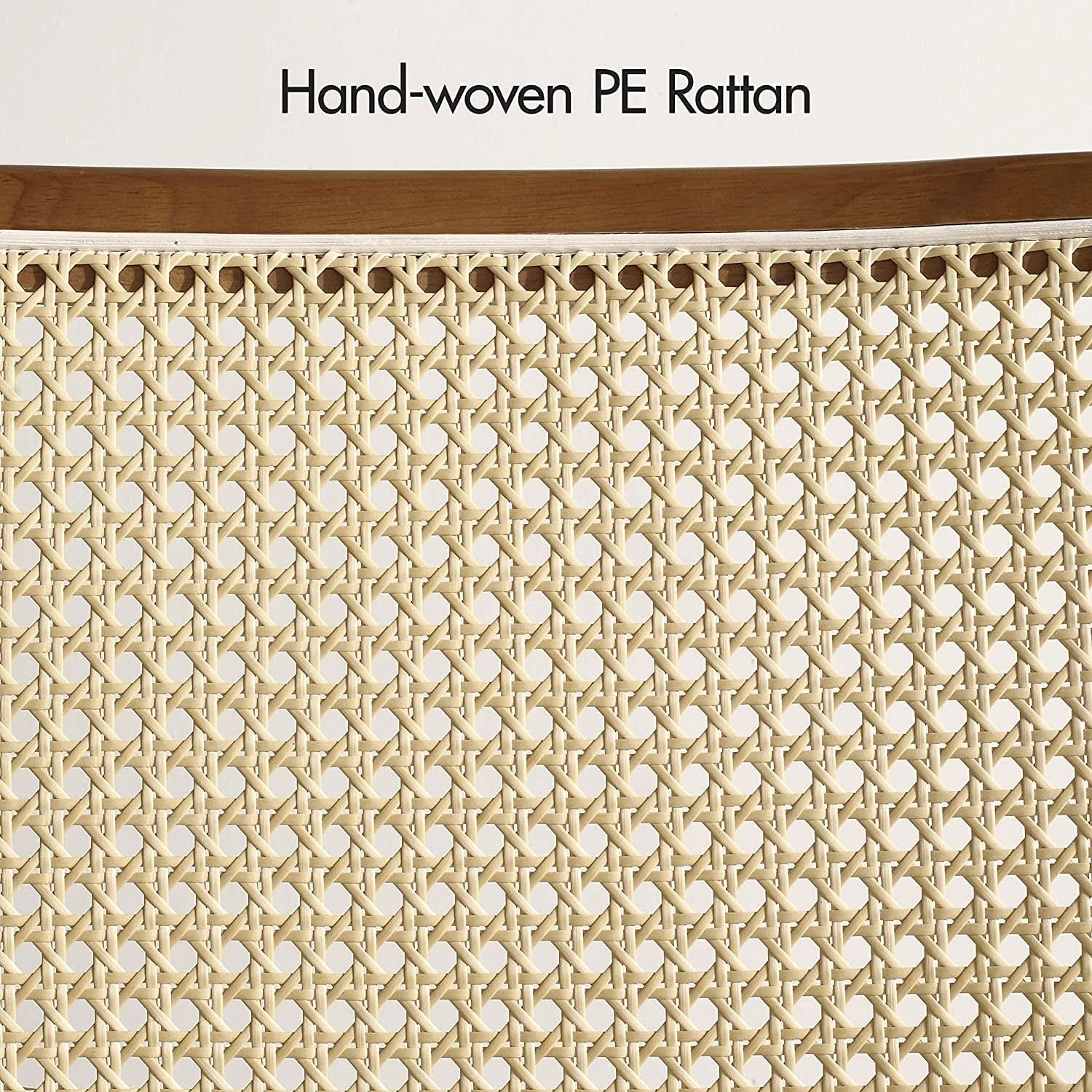 Rattan Dining Chairs Set Of 2 With PU Leather Cushions