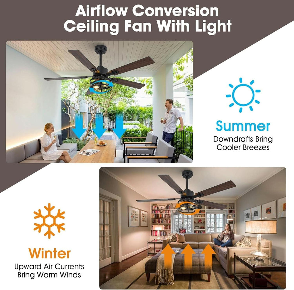 52 Inch Outdoor Ceiling Fan With Remote And Lights