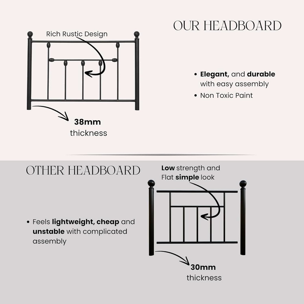 Victorian Twin Size Metal Bed Frame with Adjustable Headboard
