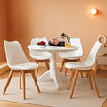 White Padded Shell Dining Chairs Set Of 4 Ergonomic Curved Back