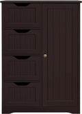 Brown Wooden Bathroom Floor Cabinet With 4 Drawers