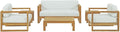 Natural White Teak Wood Outdoor 6-Piece Sectional Sofa Set