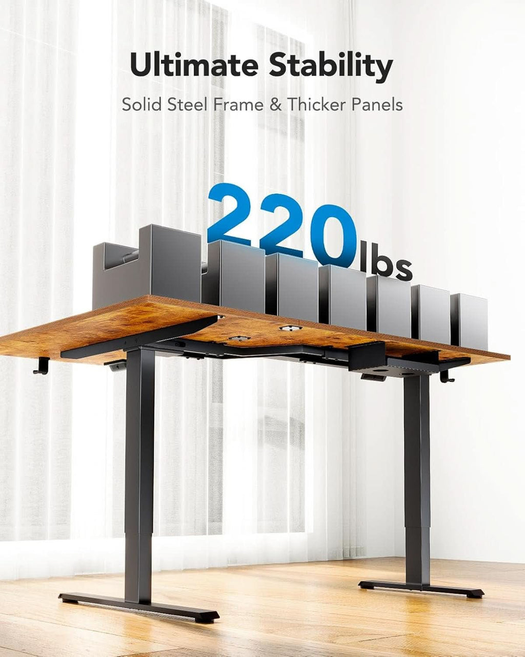 71x48 Inch L Shaped Electric Dual Motor Standing Desk Brown