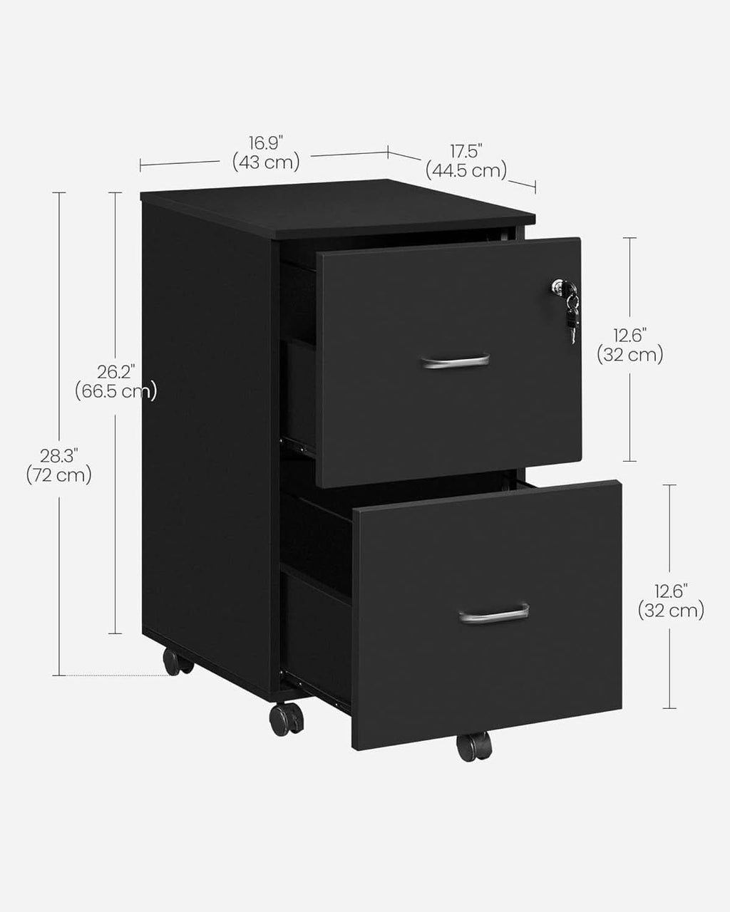 Two Drawer File Cabinet For Home Office A4 Size Black Honey Finish Space Saving Design