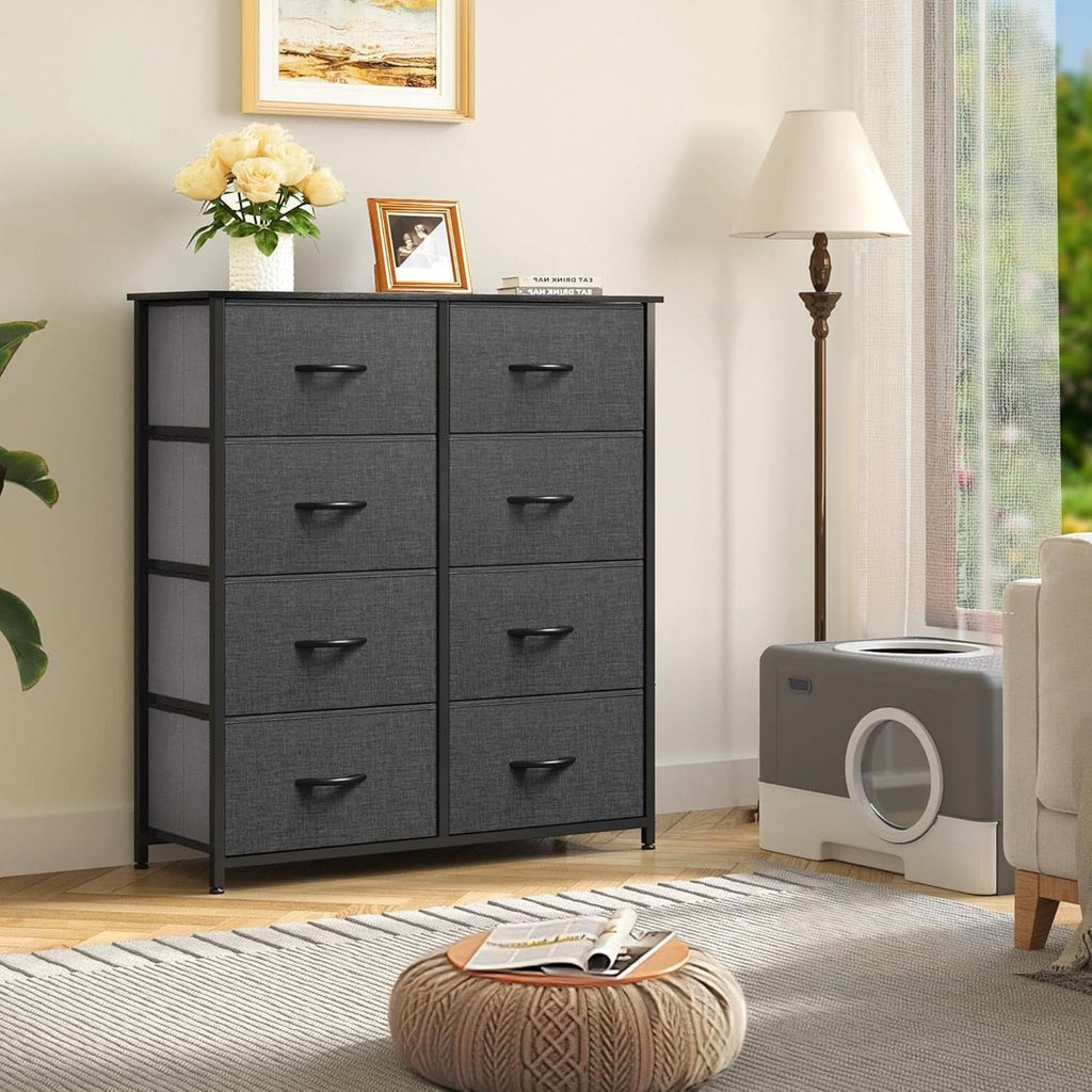 Tall Fabric Dresser With 8 Drawers For Bedroom Storage