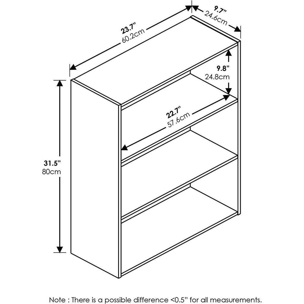 Pasir 3-Tier Open Shelf Bookcase Maple 22.7W X 9.7D X 31.5H