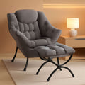 Dark Grey Lazy Chair With Armrests For Living Room Comfort