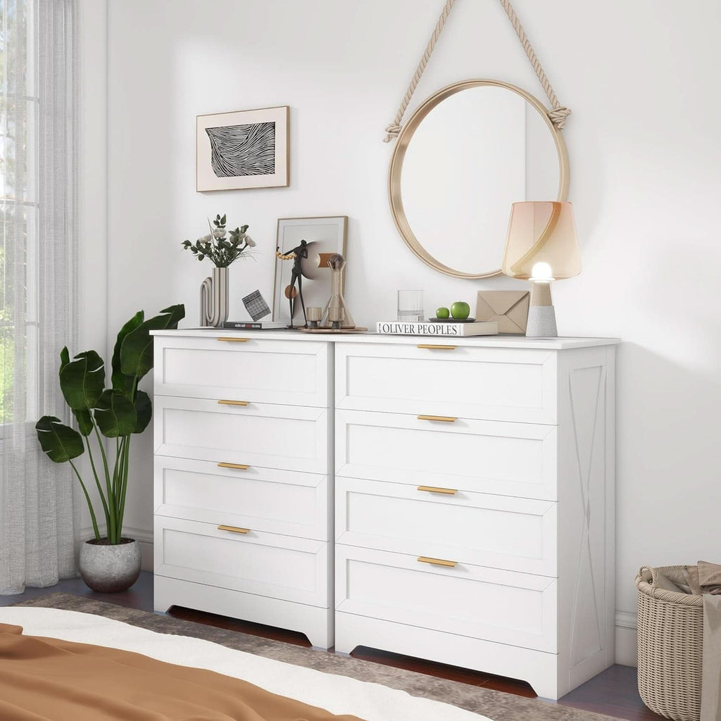 White Lofty Hardwood Dresser With Generous Drawers