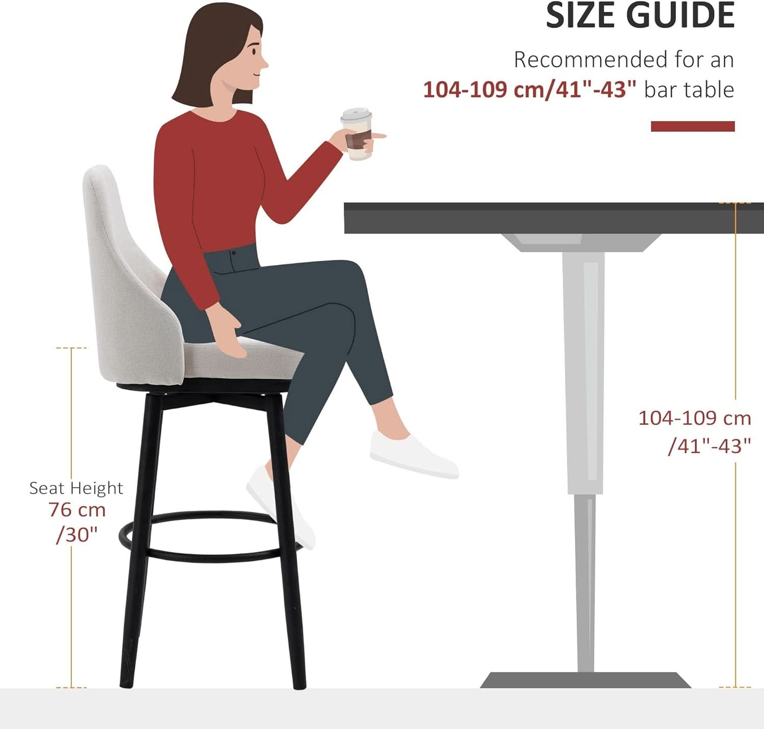 Modern 360 Degree Swivel Bar Stools Set of Two
