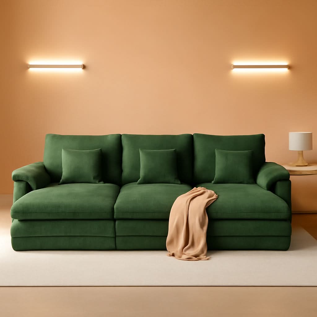 Green 108 Inch DeluxePlus Cloud Sleeper Sectional Sofa