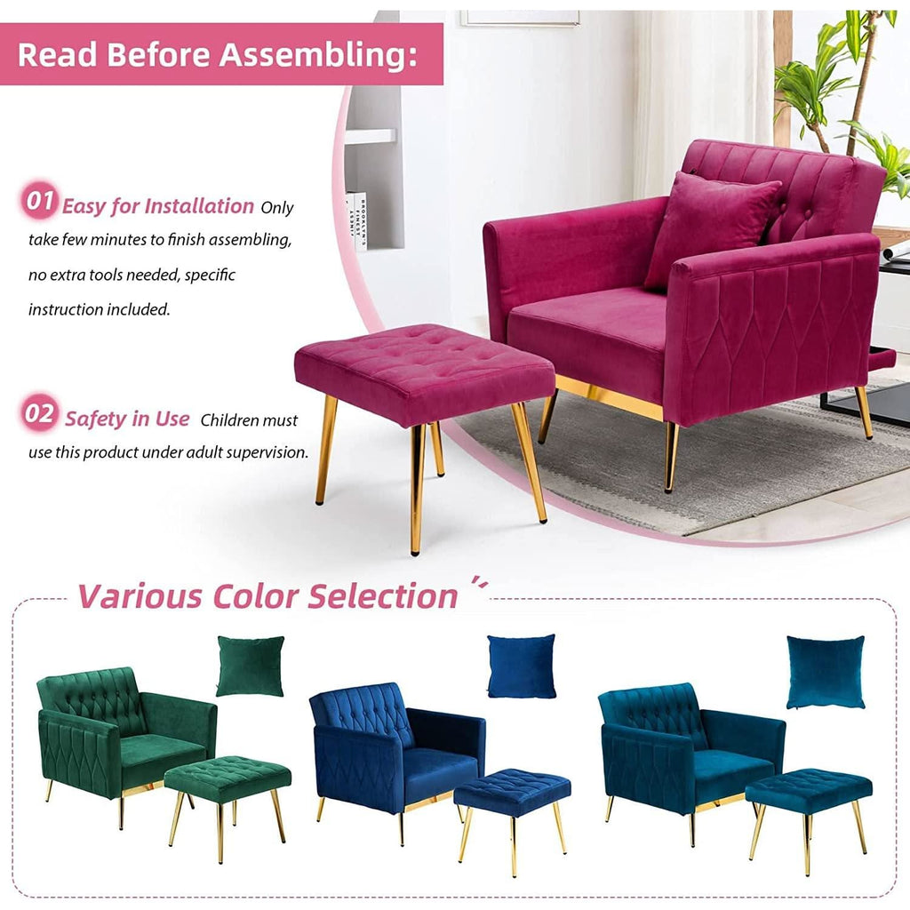Accent Chair Recliner With Adjustable Armrests Fuchsia