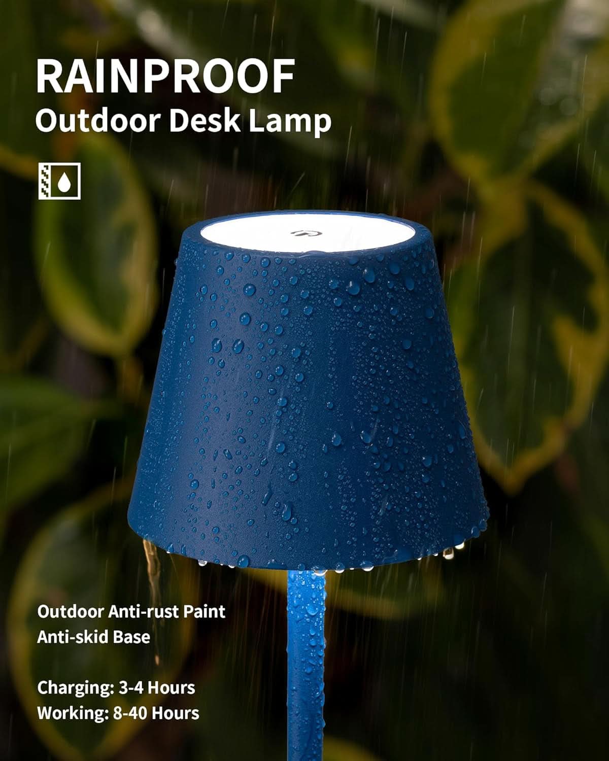 2 Pack Cordless Rechargeable LED Desk Lamp With 3 Color Stepless Dimming Blue For Home Office And Outdoor Settings