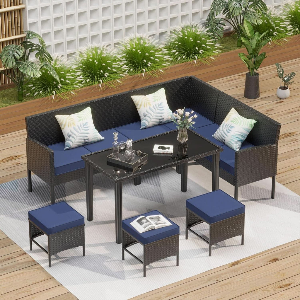 Small Space 7-Piece Patio Furniture Set with Cushions