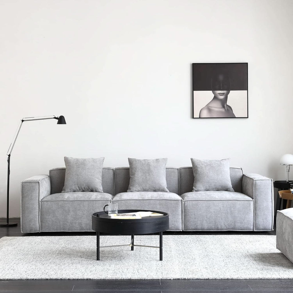 Grey Modular Sectional Sofa Set With Ottoman And Chaise