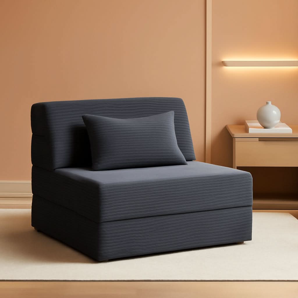 Dark Gray 4In1 Folding Memory Foam SofaBed Washable Cover
