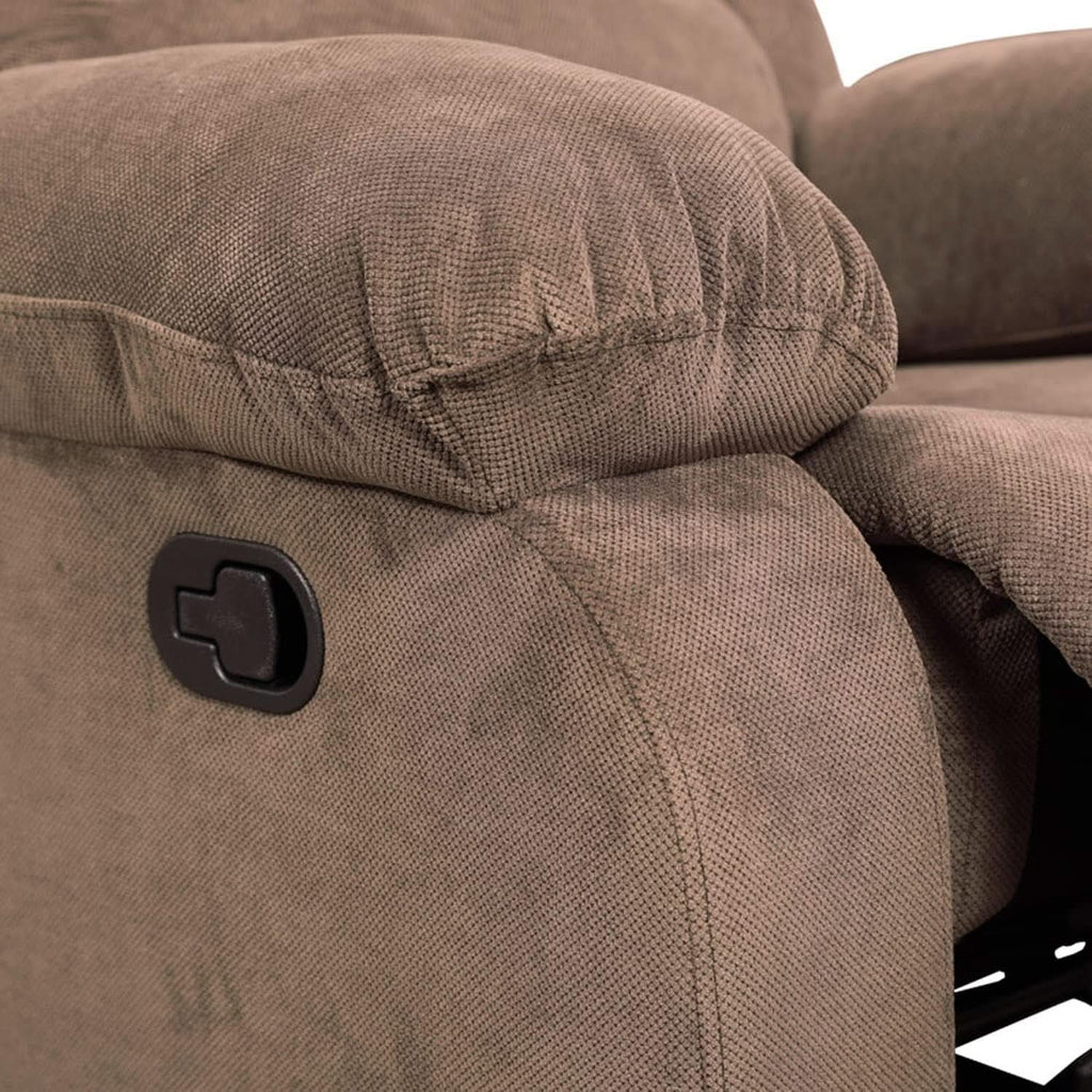 Recliner Sofa Set With Drop Down Table And Storage Console Brown Velvet