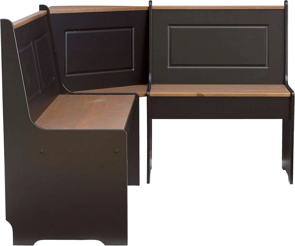 Black Pecan Five Seat Dining Set With Storage Benches