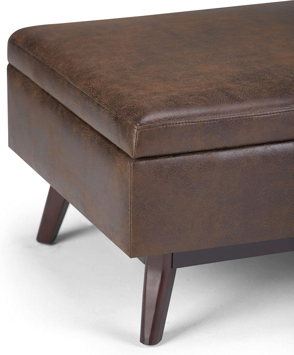 Mid Century Distressed Chestnut Lift Top Coffee Table Ottoman