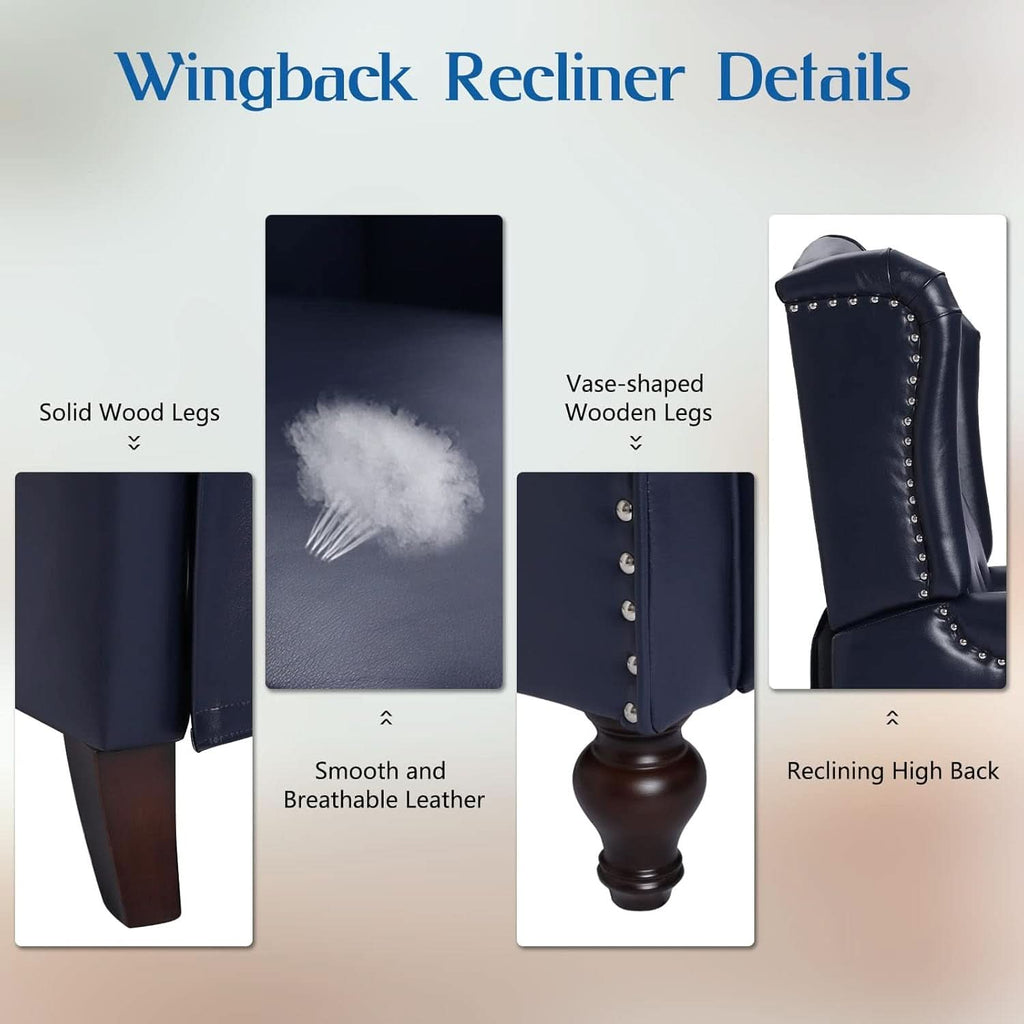 Wingback Recliner Chair Massage And Heat Tufted PU Leather