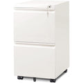 White Lockable File Cabinet With 2 Drawers Under Desk