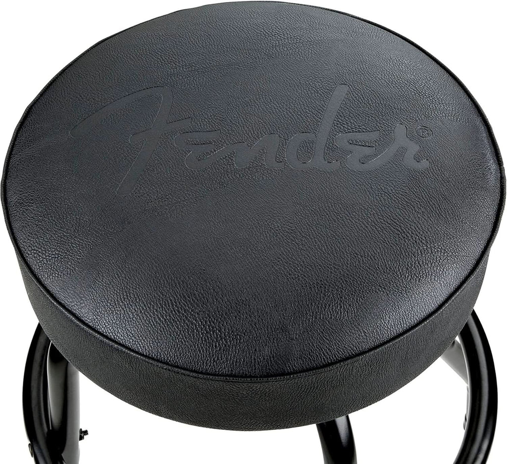 30 Inch Embossed Fender Logo Swivel Bar Stool Black