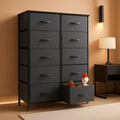 Tall Dresser With 10 Drawers And Wood Top For Bedroom