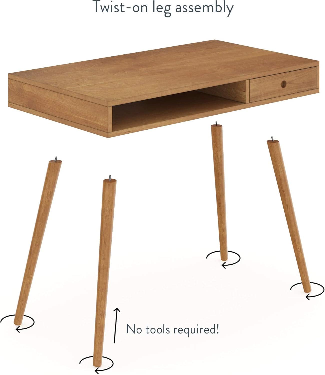 Parker Walnut Home Office Desk With Storage Cubby And Drawer