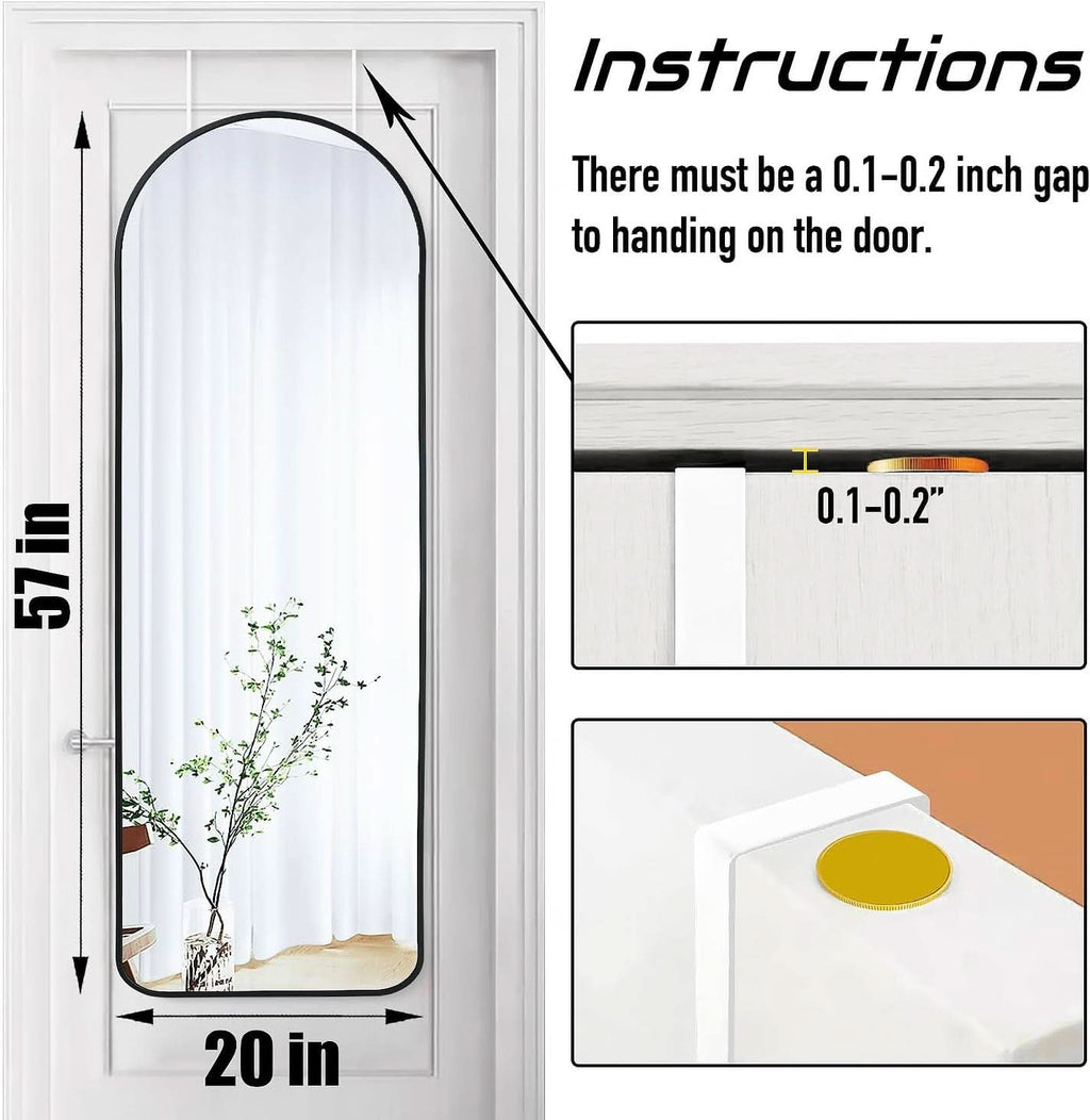 Black 57 Inch Full Length Arch Mirror For Entryway