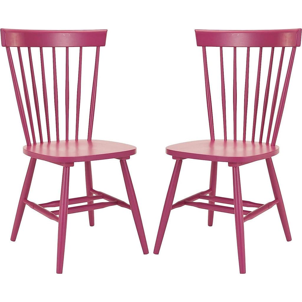 Raspberry Pink Spindle Side Chair Set of 2 Solid Oak