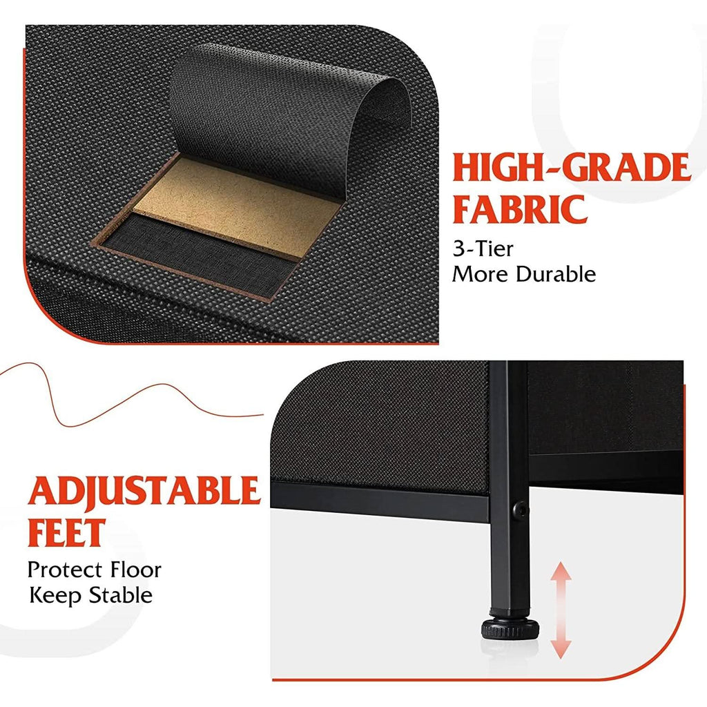 Fabric Storage Tower 9 Drawer Unit Charcoal Black Bedroom