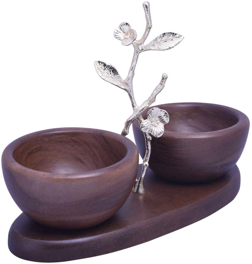 Acacia Wood Two Small Nut Bowls