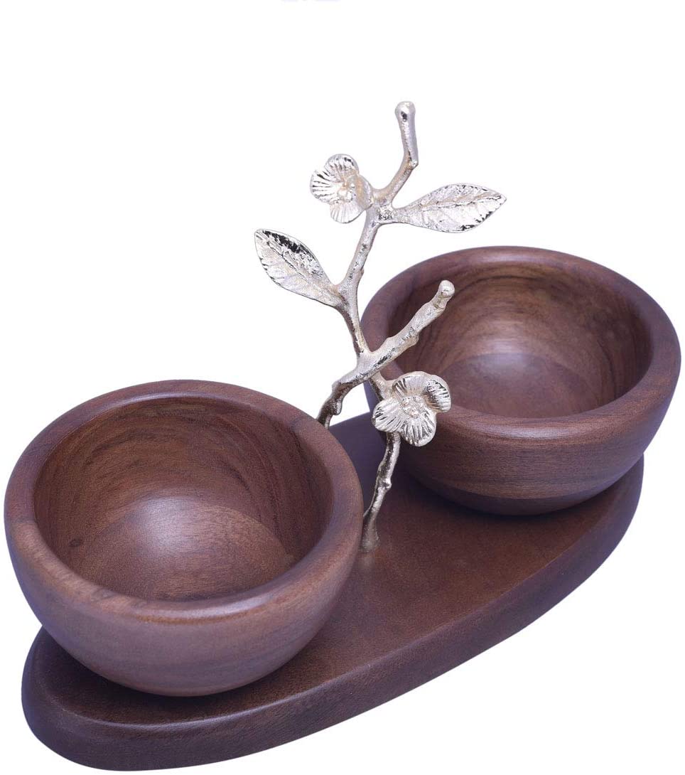 Acacia Wood Two Small Nut Bowls