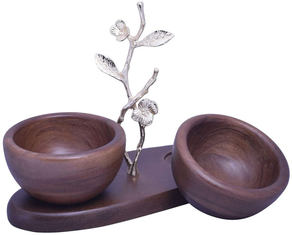 Acacia Wood Two Small Nut Bowls