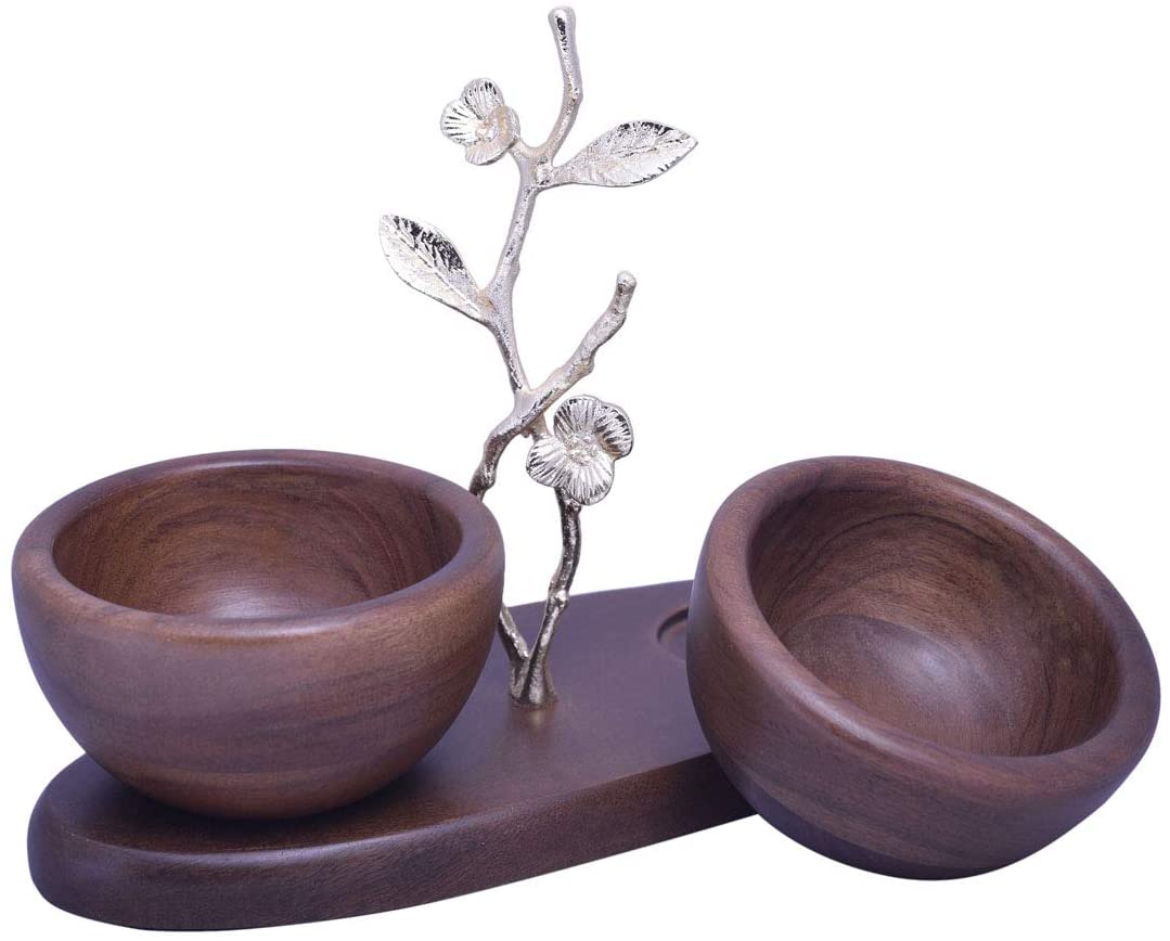 Acacia Wood Two Small Nut Bowls