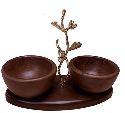 Acacia Wood Two Small Nut Bowls