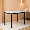 Noyes Metal Dining Table With Laminated Faux Marble Top 45 Inch Off White