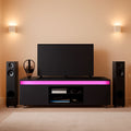 LED TV Stand With Power Outlet And Storage Cabinet