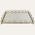 Glass Serving Tray with Ring Accents Design