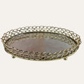 Glass Serving Tray with Dual Link Chain Design