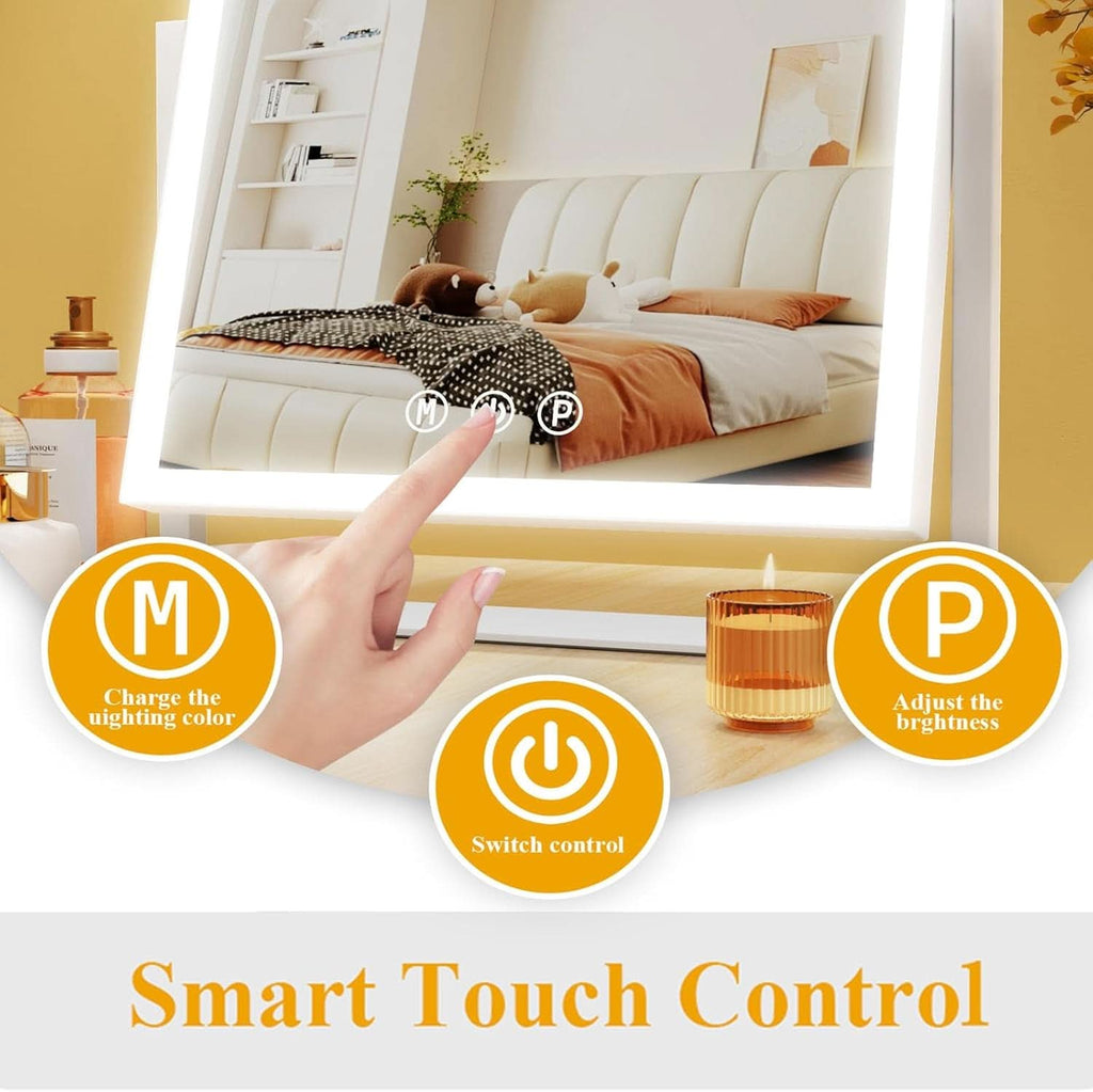 Lighted Makeup Mirror 17.3x13 Inch With 5X Magnification And LED Lights