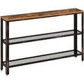 Rustic Console Table 47.25 Inch Long With Mesh Shelves