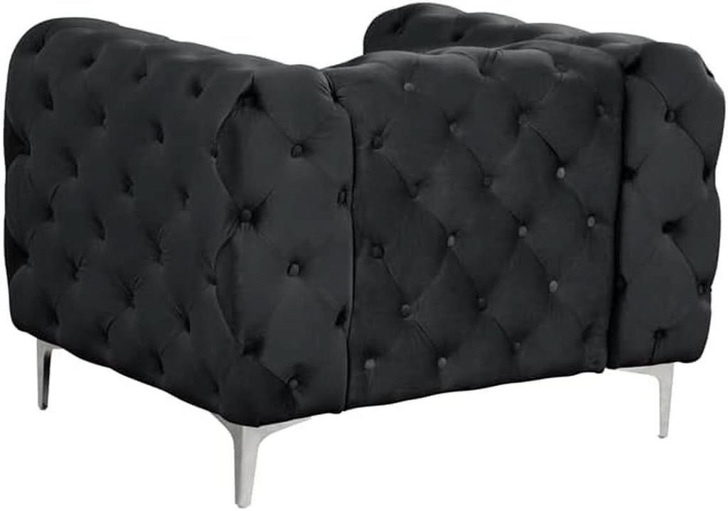 3 Piece Velvet Living Room Set Black Loveseat And Chairs