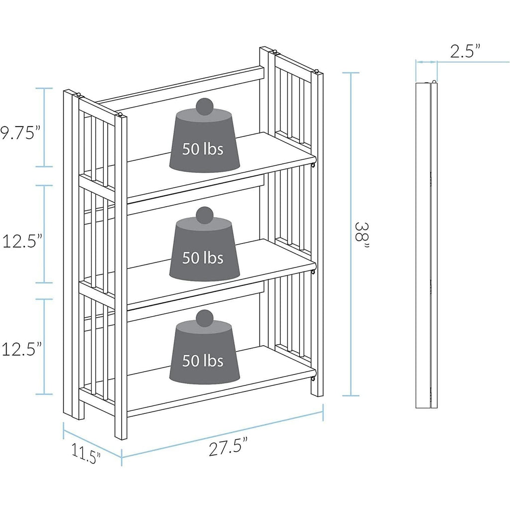 Chestnut Three Shelf Stackable Bookcase Solid Wood