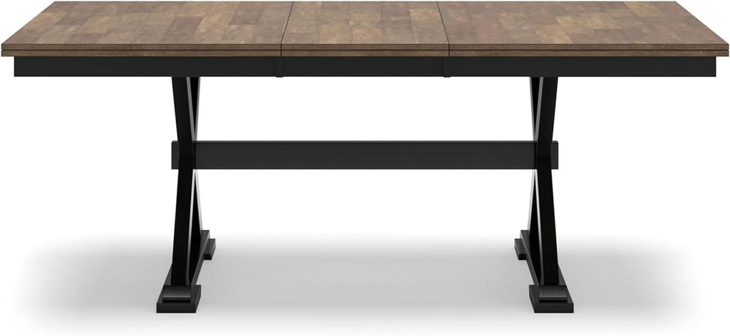 Farmhouse Dining Extension Table Butterfly Leaf 6-8 Seater Black And Dark Brown