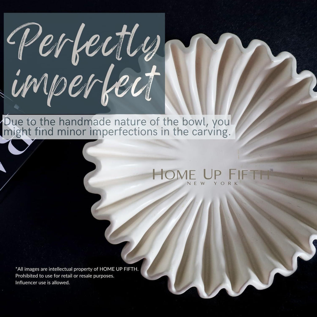 Groove lotus leaf edge decorative bowl - living room style coffee table bookshelf desktop style home retro decoration