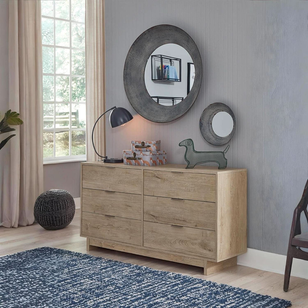 Oliah Rustic Six Drawer Dresser In Light Brown Collection